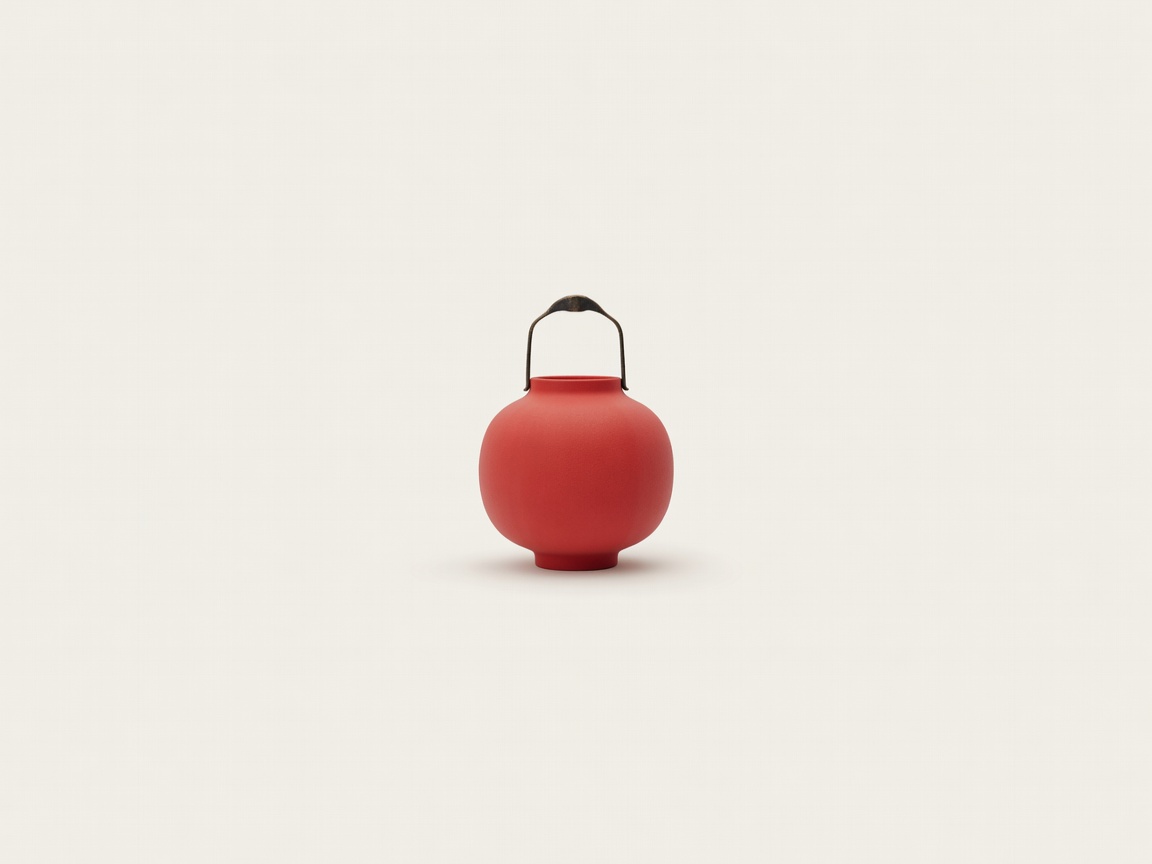 Soft-lit three-dimensional red lantern illustration on a plain pale background